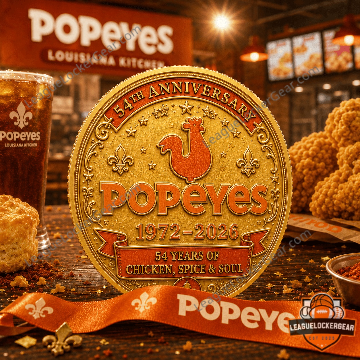 Popeyes 54th Anniversary 1972-2026 Commemorative Gold Coin - photo 2