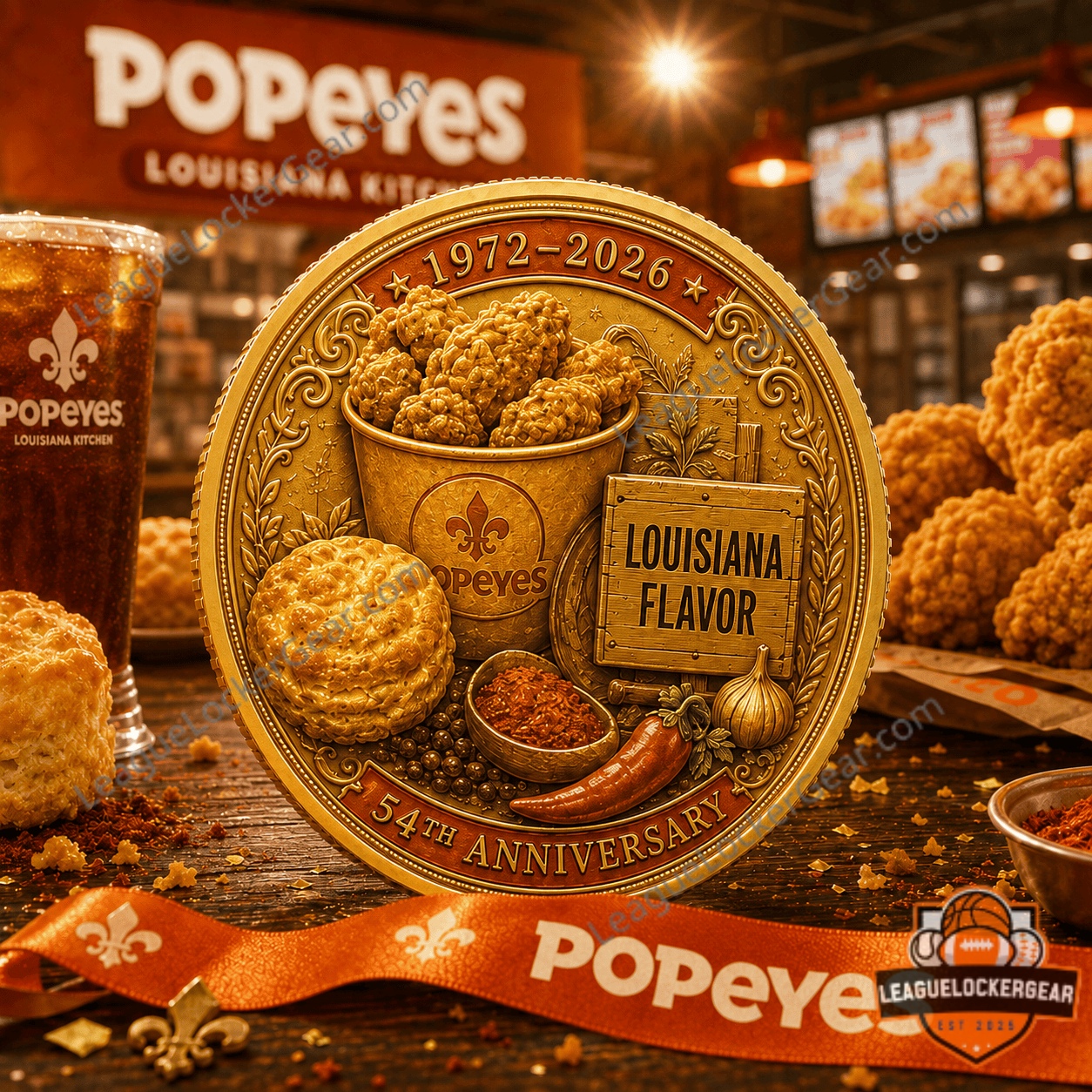 Popeyes 54th Anniversary 1972-2026 Commemorative Gold Coin - photo 3
