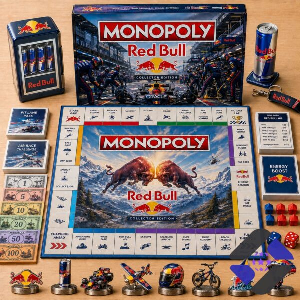 Red Bull Monopoly Monopoly Board Game with all game pieces and box