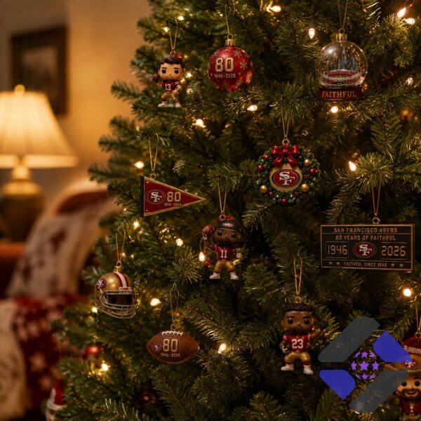 San Francisco 49ers 80th Anniversary Advent Calendar - lower right with collectibles and plate