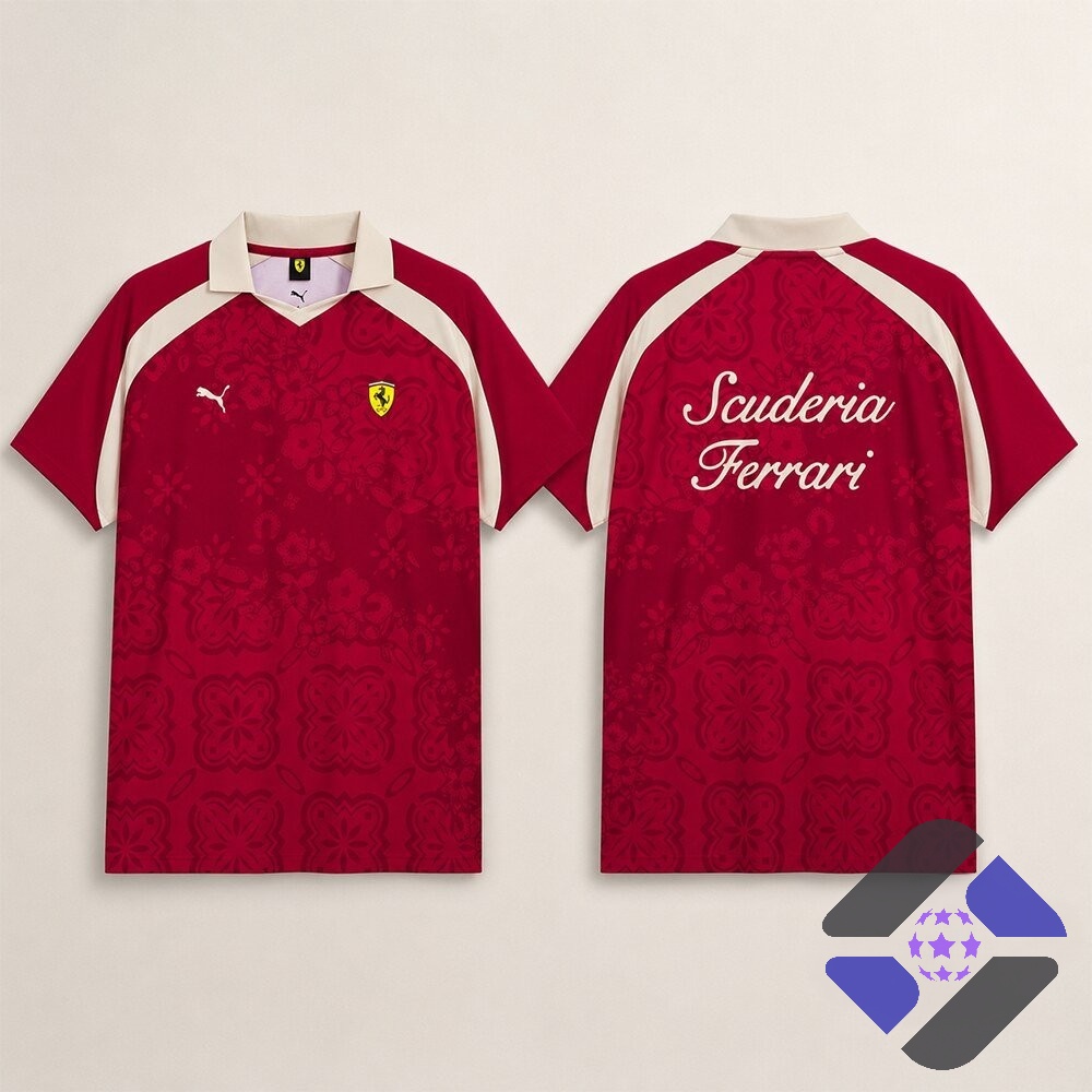 Scuderia Ferrari Polo Shirt - close-up back view with "Scuderia Ferrari" text