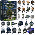 Seattle Seahawks Super Bowl LX Champions 2026 Advent Calendar box and four figures