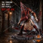 Silent Hill Pyramid Head The Rusty Executioner Building Set - full view in a dark corridor
