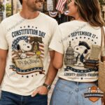 Snoopy Constitution Day September 17 T-Shirt - couple wearing matching cream t-shirts