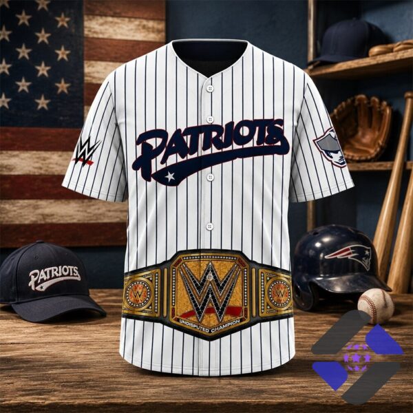 Somerset Patriots WWE Championship Belt Baseball Jersey - close-up of right chest and sleeve