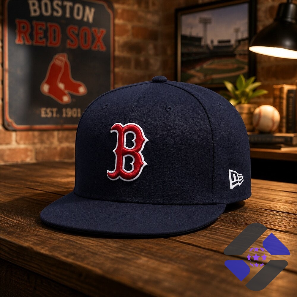 Boston Red Sox Logo Cap - player interacting with teammate in dugout