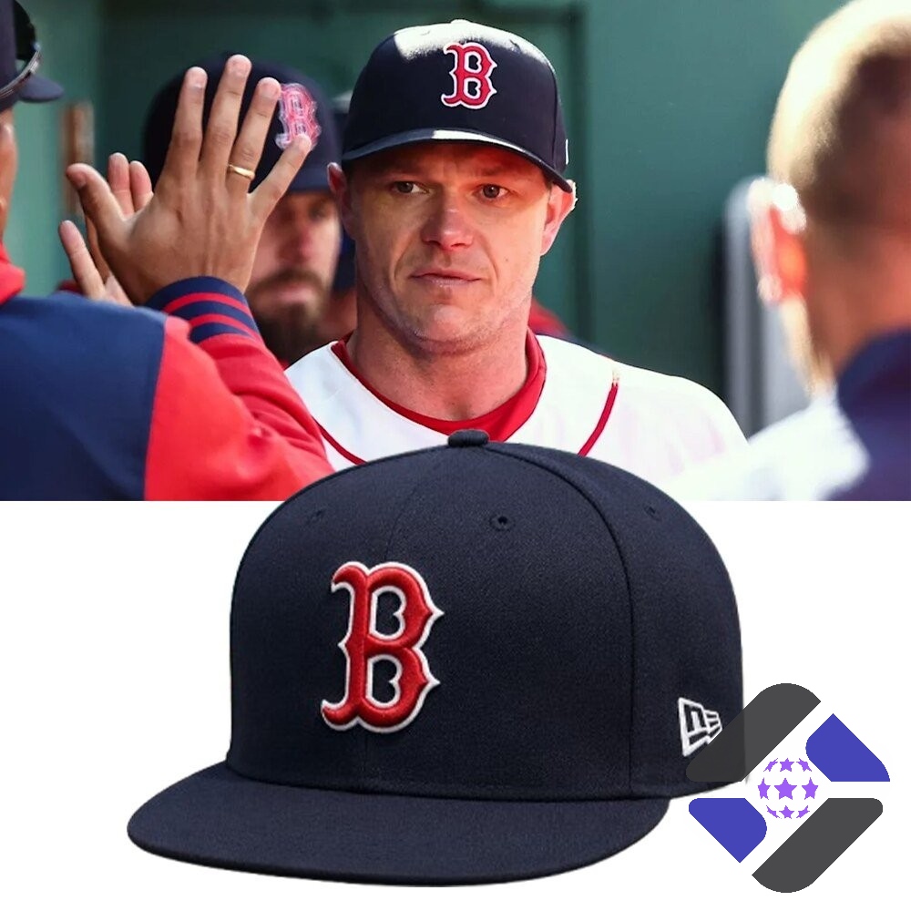 Sonny Gray Boston Red Sox Logo Cap – Player in dugout and close-up Boston Red Sox Logo Cap - player in dugout and close-up of navy cap