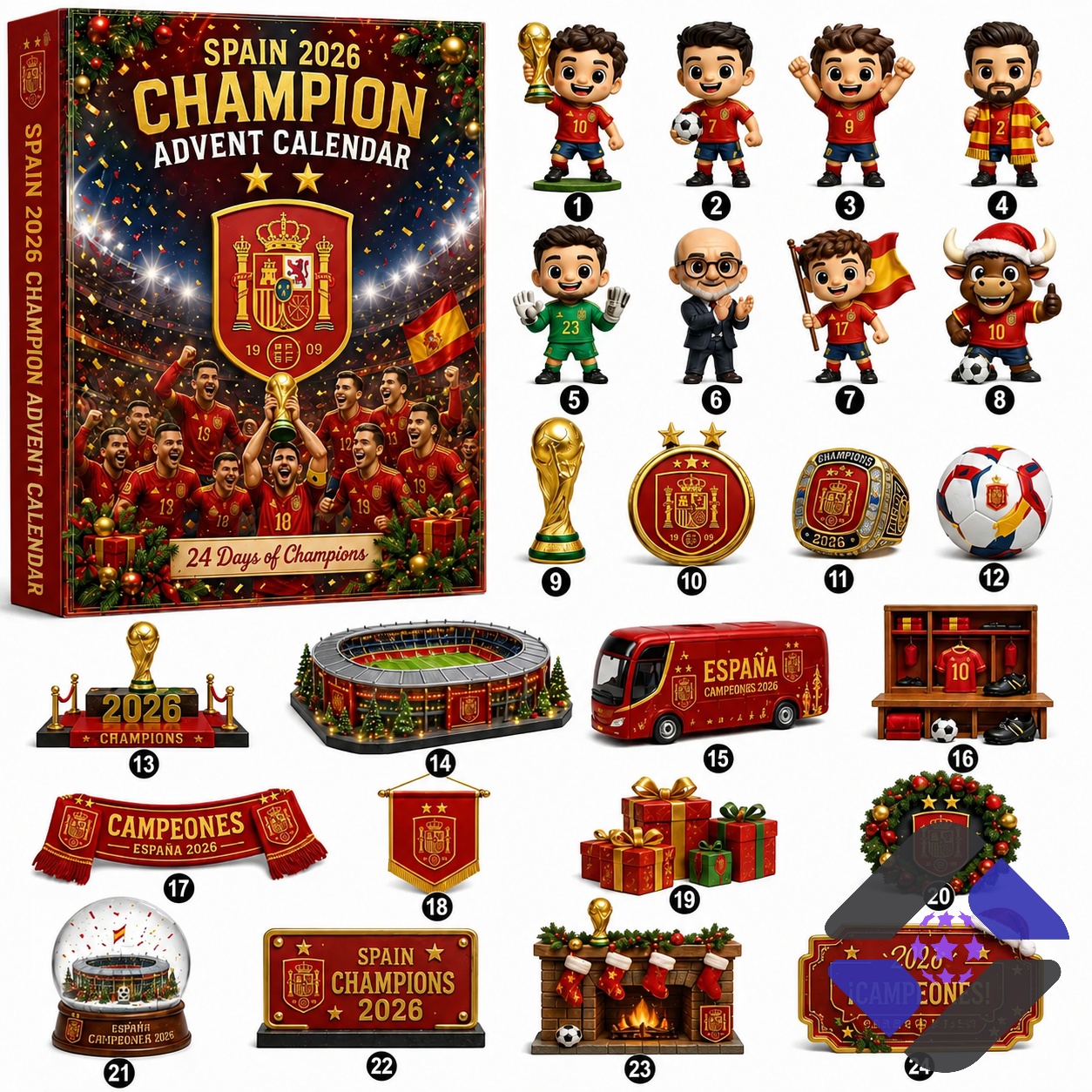 Spain National Football Team FIFA World Cup 2026 Champion Advent Calendar – Full product display Spain National Football Team FIFA World Cup 2026 Champion Advent Calendar - full product display