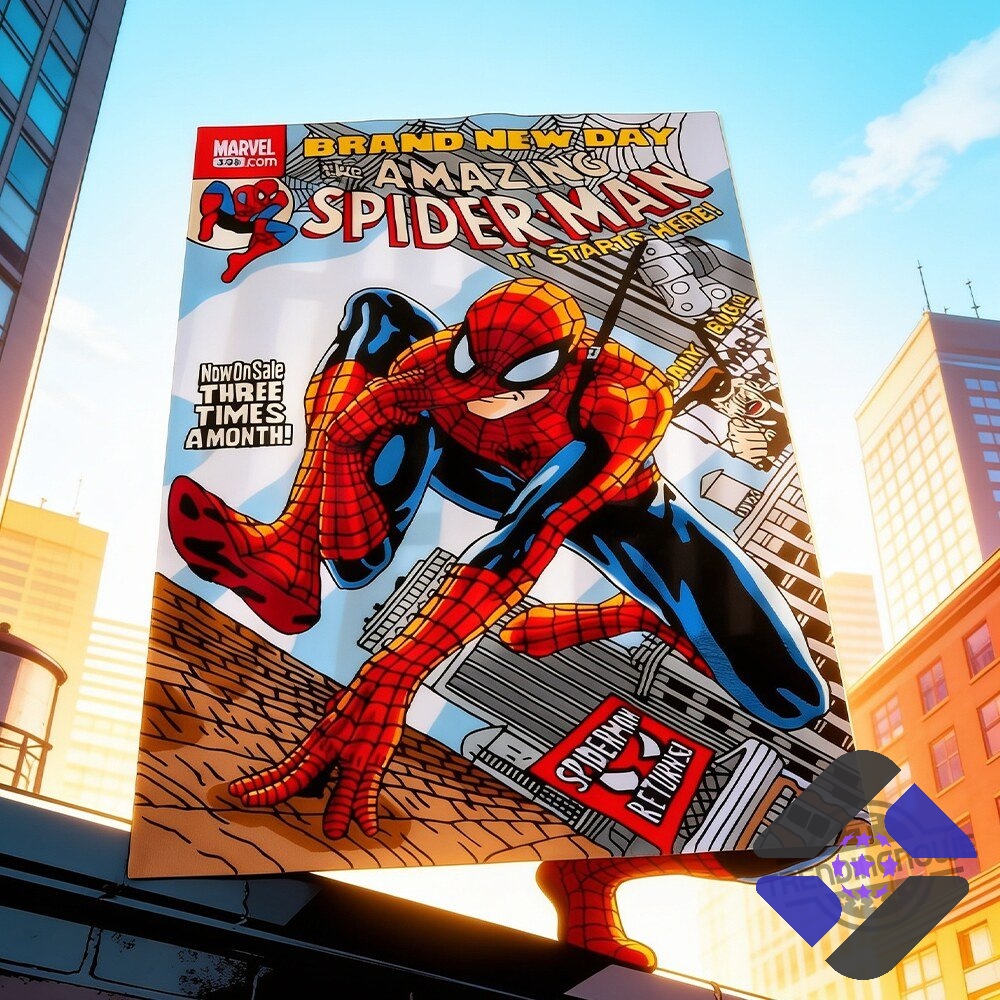 Spider-Man Brand New Day 2026 Poster Blanket – Full graphic displayed outdoors Spider-Man Brand New Day Comic Cover Poster Blanket - full graphic displayed outdoors