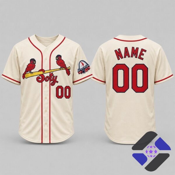 St. Louis Cardinals Emo-Punk Bird Story Of The Year Baseball Jersey - close-up of the back design with St.