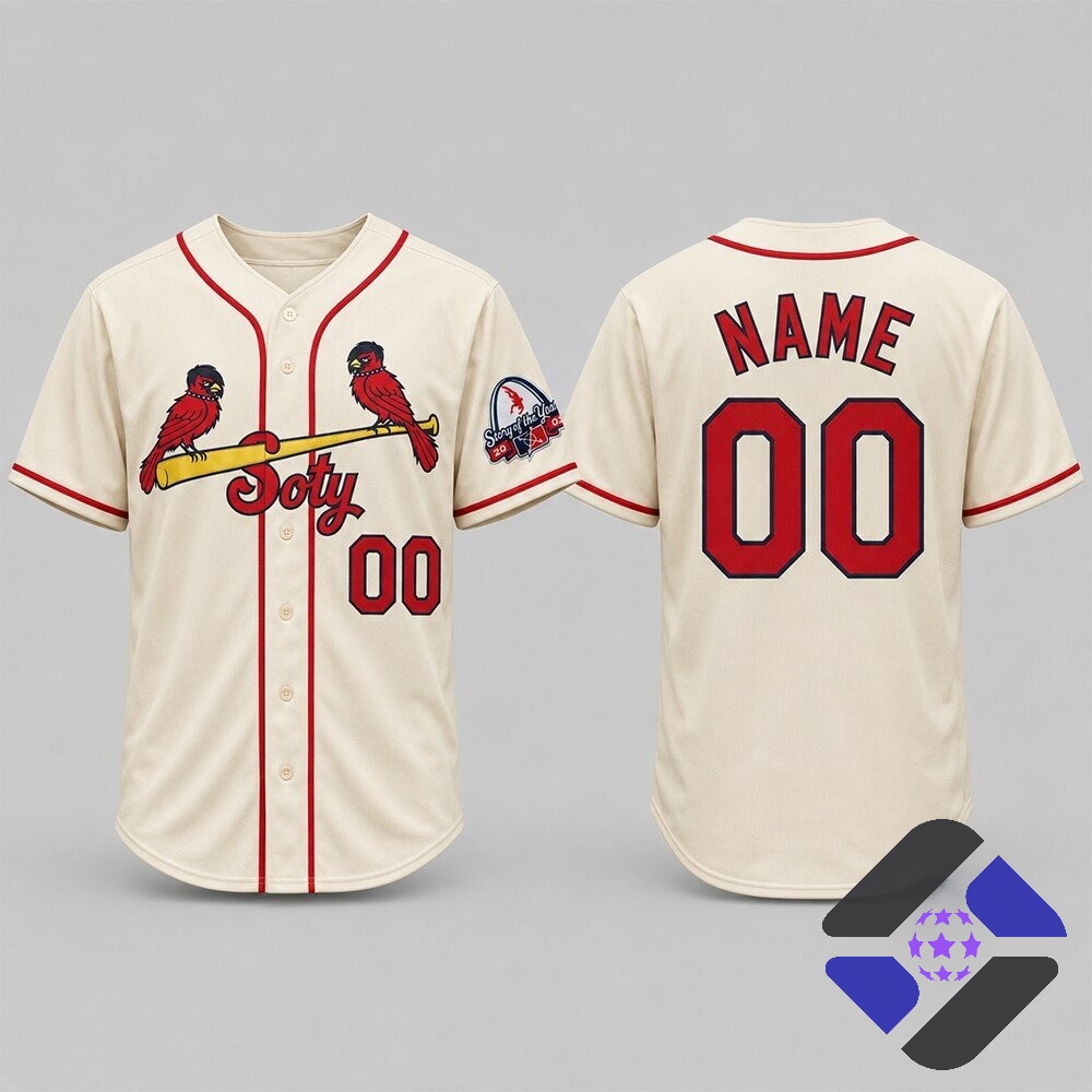 St. Louis Cardinals Emo-Punk Bird Story Of The Year Baseball Jersey - close-up of the back design with St.