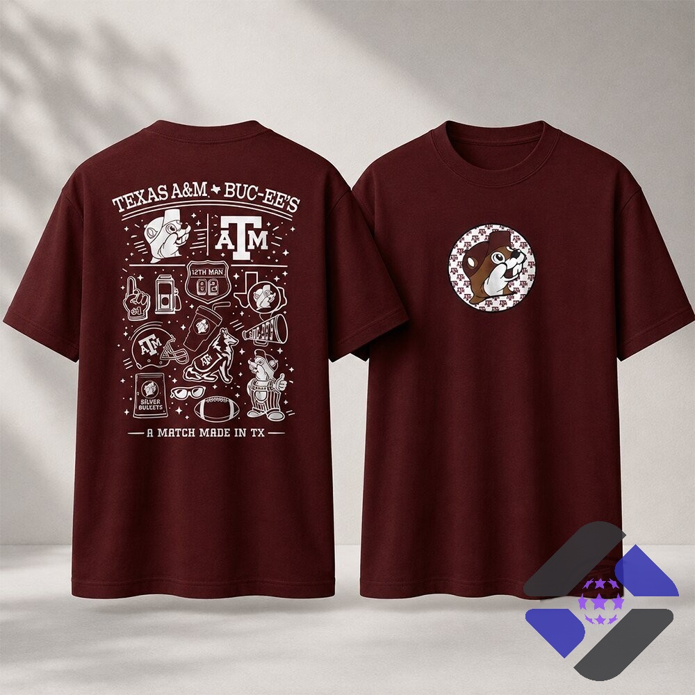 Texas A&M Aggies Buc-ee's A Match Made In Texas T-Shirt - detailed view of the back graphic