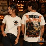 Top Gun Spooky Skies Halloween Night Mission T-Shirt - male and female models wearing the shirt