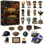 United States Semiquincentennial 2026 Advent Calendar - front view with box and top figures