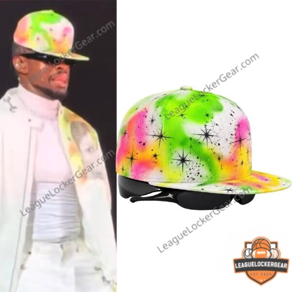 Usher MetLife Stadium 2026 Graffiti Cap - close-up product view and worn by Usher