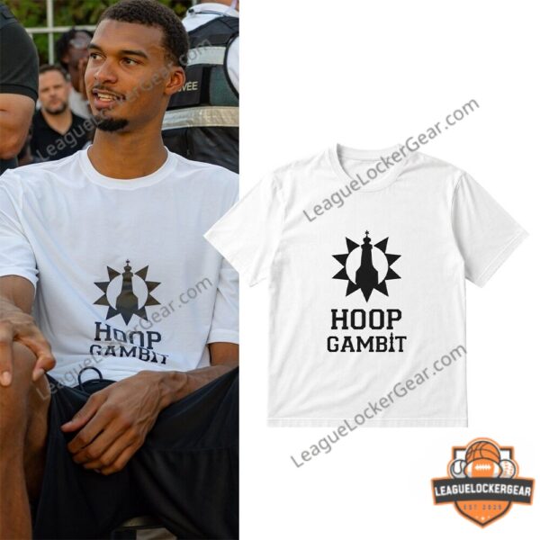 Victor Wembanyama Hoop Gambit T-Shirt - man wearing shirt next to flat lay product