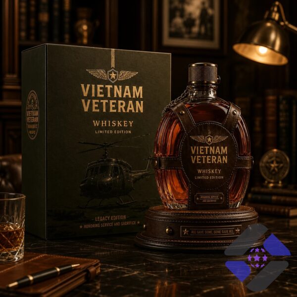 Vietnam Veteran Legacy Edition Whiskey Decanter Bottle with box and glass