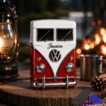 Volkswagen Camper Van Jessica Personalized Lighter Case - front view on wooden slab