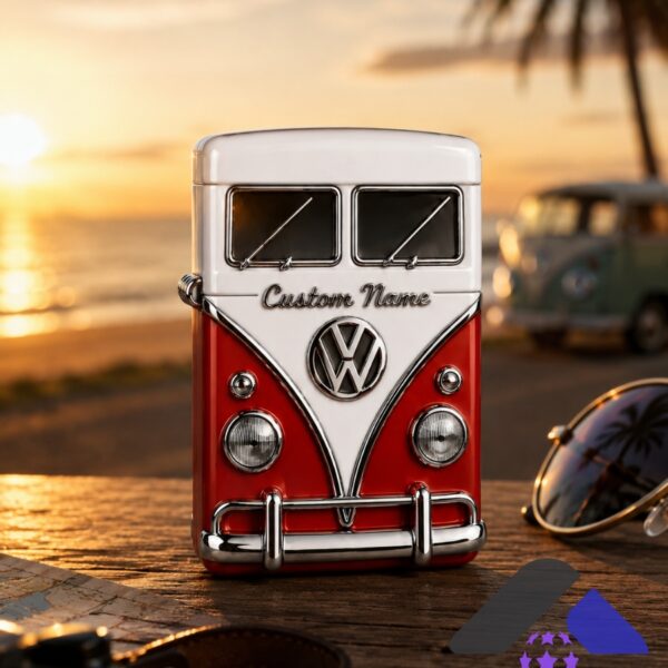 Volkswagen Camper Van Jessica Personalized Lighter Case - close-up of top front