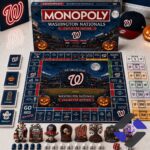 Washington Nationals Halloween 2026 Monopoly Board Game with all components displayed