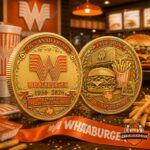 Whataburger 76th Anniversary 1950-2026 Vintage Gold Coin - both sides displayed with fast food